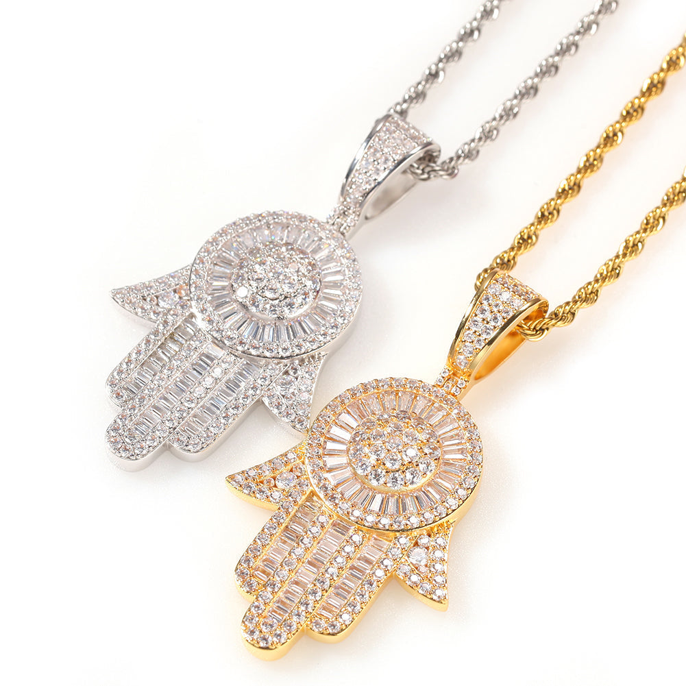 Large Diamond Hamsa Pendant - Exclusive Jewels