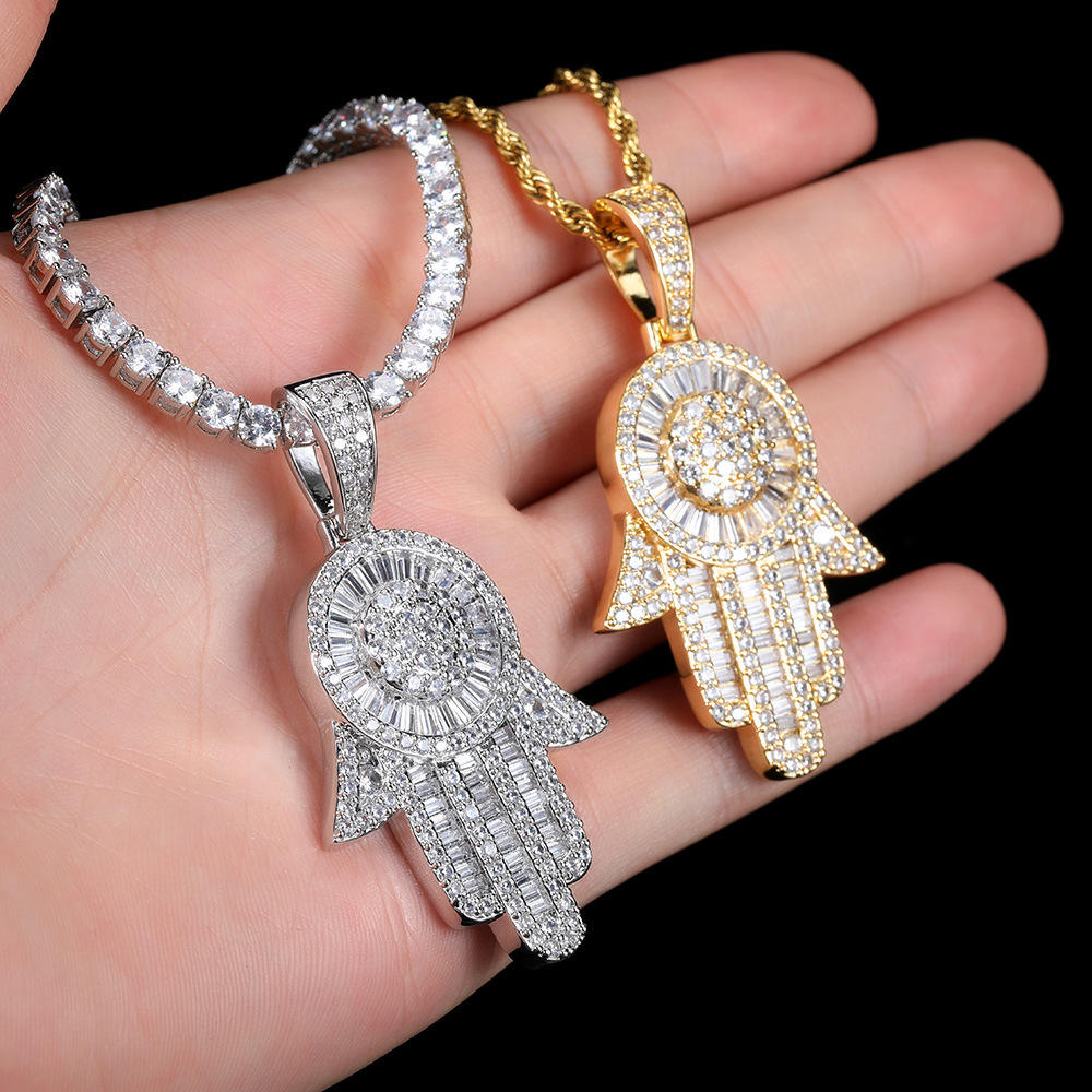Large Diamond Hamsa Pendant - Exclusive Jewels