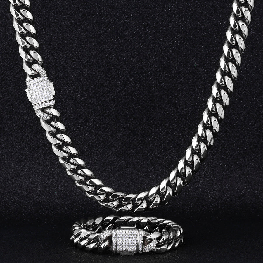 12mm Diamond Lock Cuban Link Hip Hop Bracelet - Exclusive Jewels