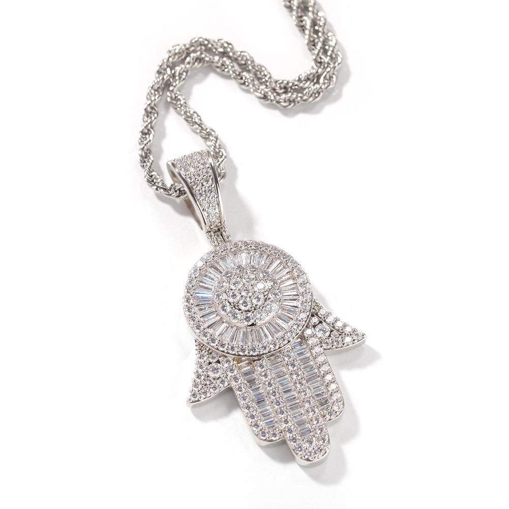 Large Diamond Hamsa Pendant - Exclusive Jewels