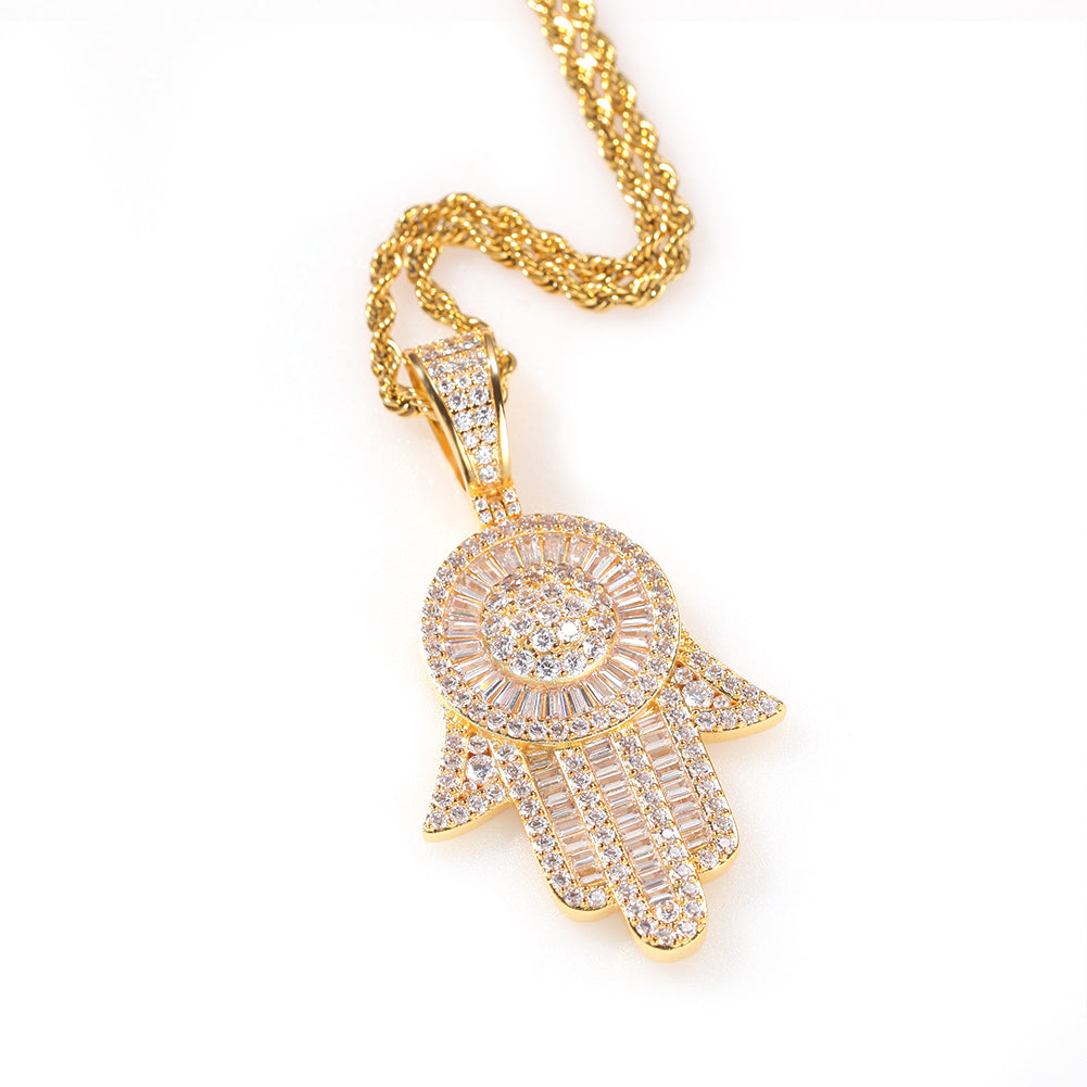 Large Diamond Hamsa Pendant - Exclusive Jewels