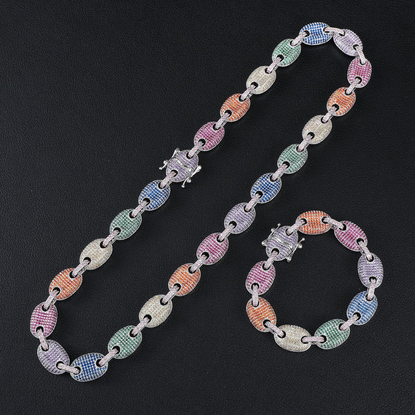 Multi-Color Coffee Bean Mariner Link Necklace - Exclusive Jewels