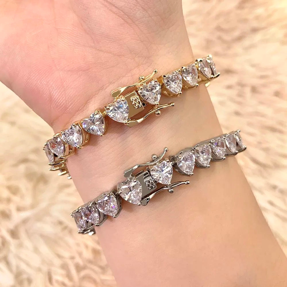 7mm Heart Tennis Bracelet