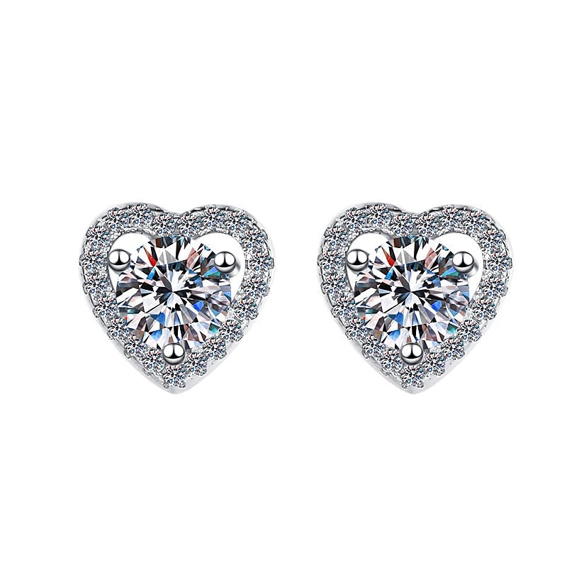 Heart Moissanite Stud Earrings