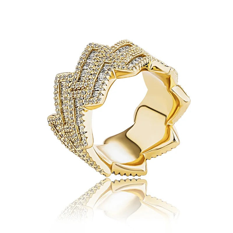 Iced Prong Cuban Baguette Ring