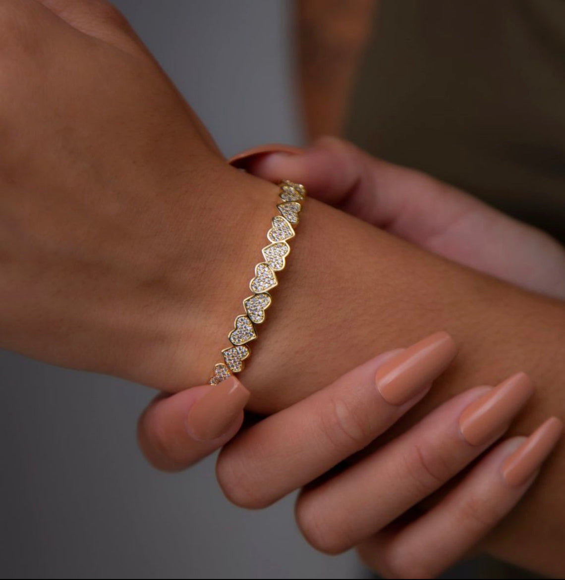 Eternity Heart Diamond Cuff Bangle