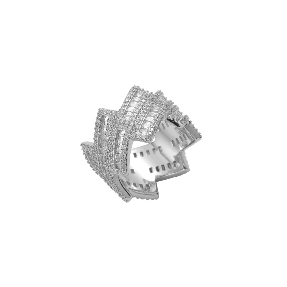Iced Prong Cuban Baguette Ring