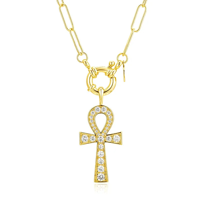 Ankh Cross paperclip Necklace