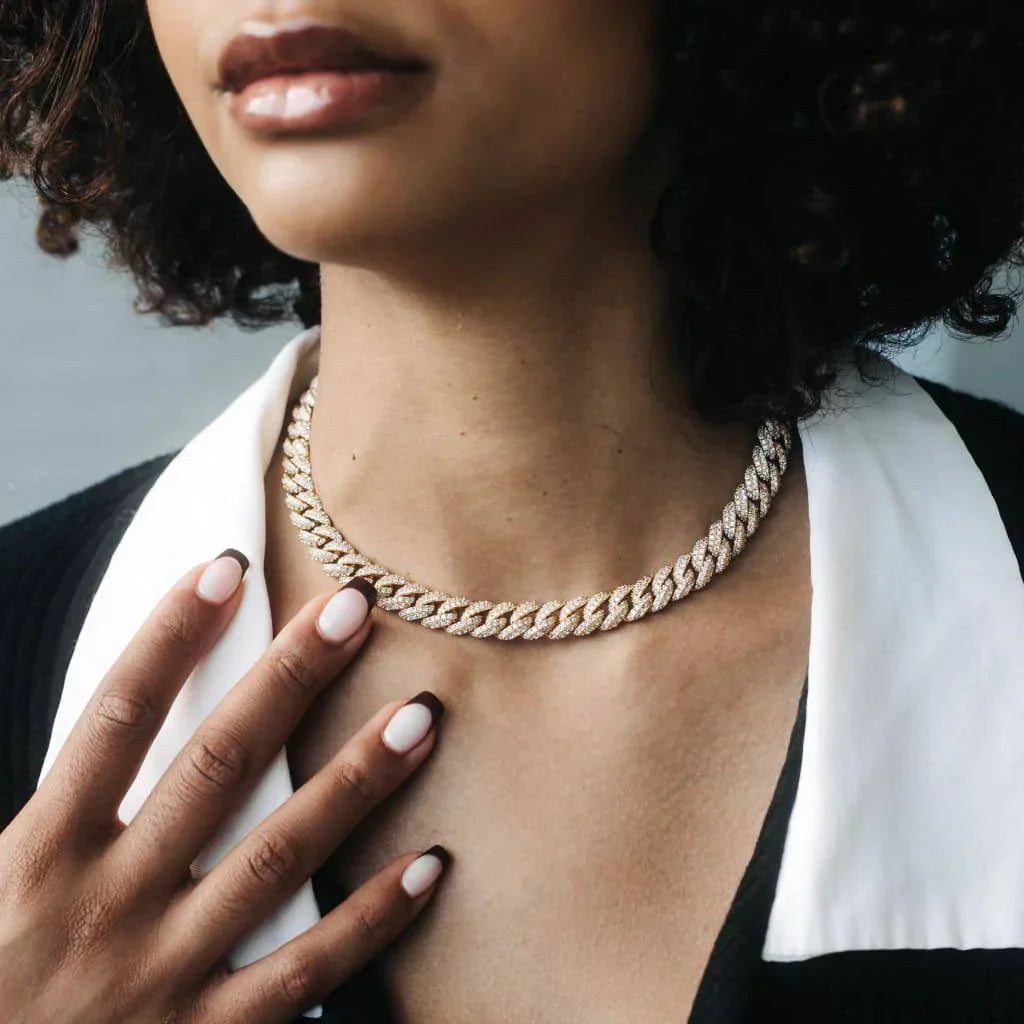 10mm Diamond Clustered Cuban Necklace - Exclusive Jewels