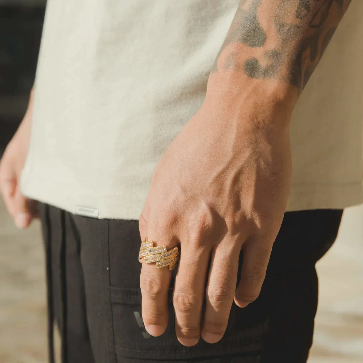 Iced Prong Cuban Baguette Ring - Exclusive Jewels