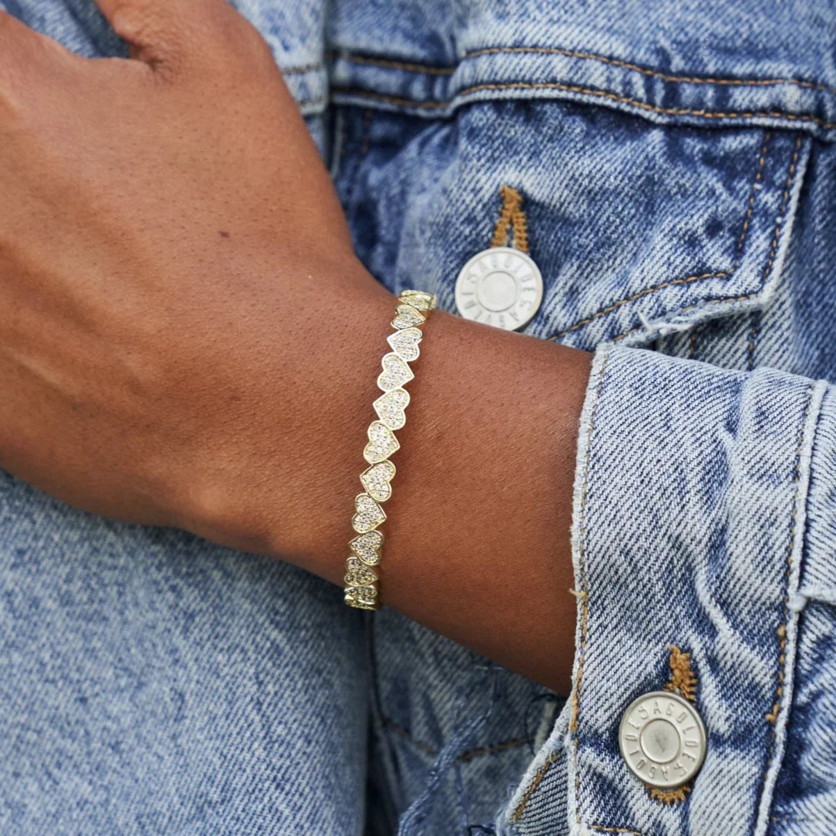 Eternity Heart Diamond Cuff Bangle