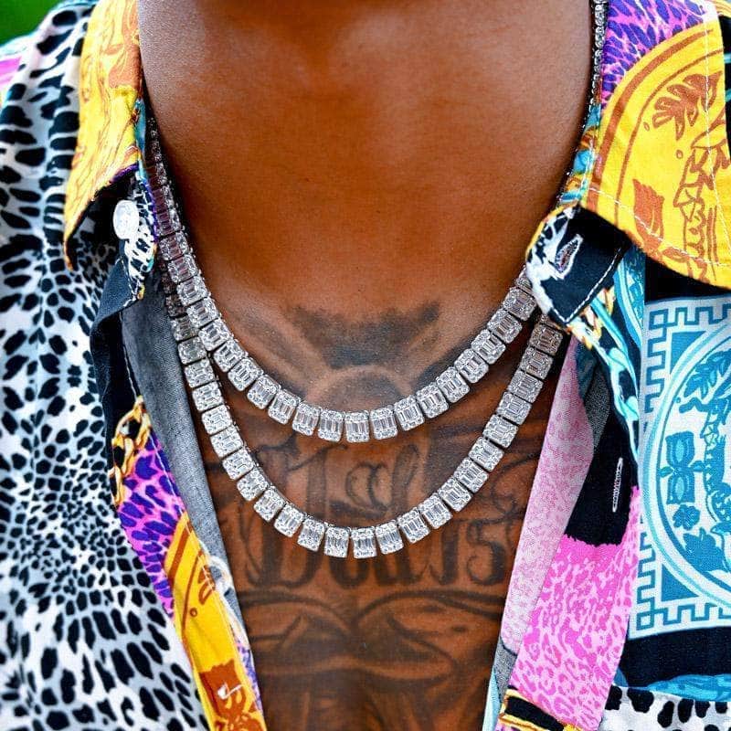 10mm Baguette Tennis Necklace - Exclusive Jewels