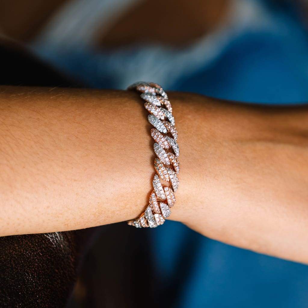 10mm Diamond Clustered Cuban Bracelet - Exclusive Jewels