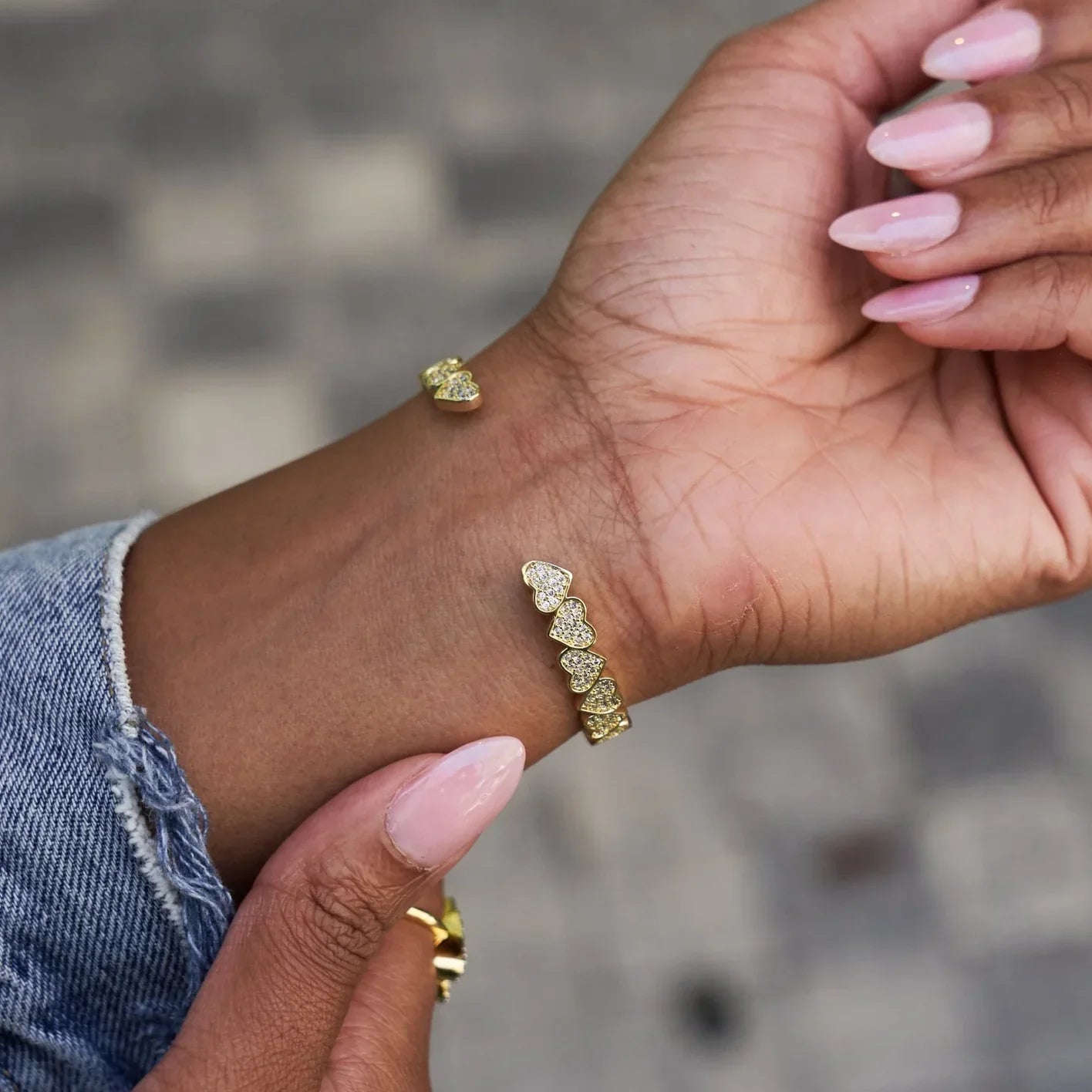 Eternity Heart Diamond Cuff Bangle