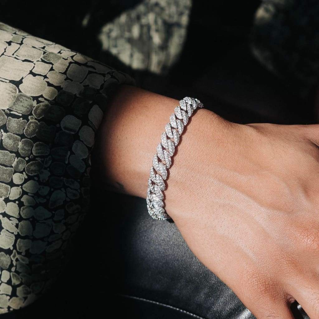 10mm Diamond Clustered Cuban Bracelet - Exclusive Jewels