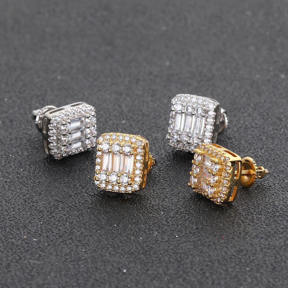 Square Baguette Stud Earrings - Exclusive Jewels
