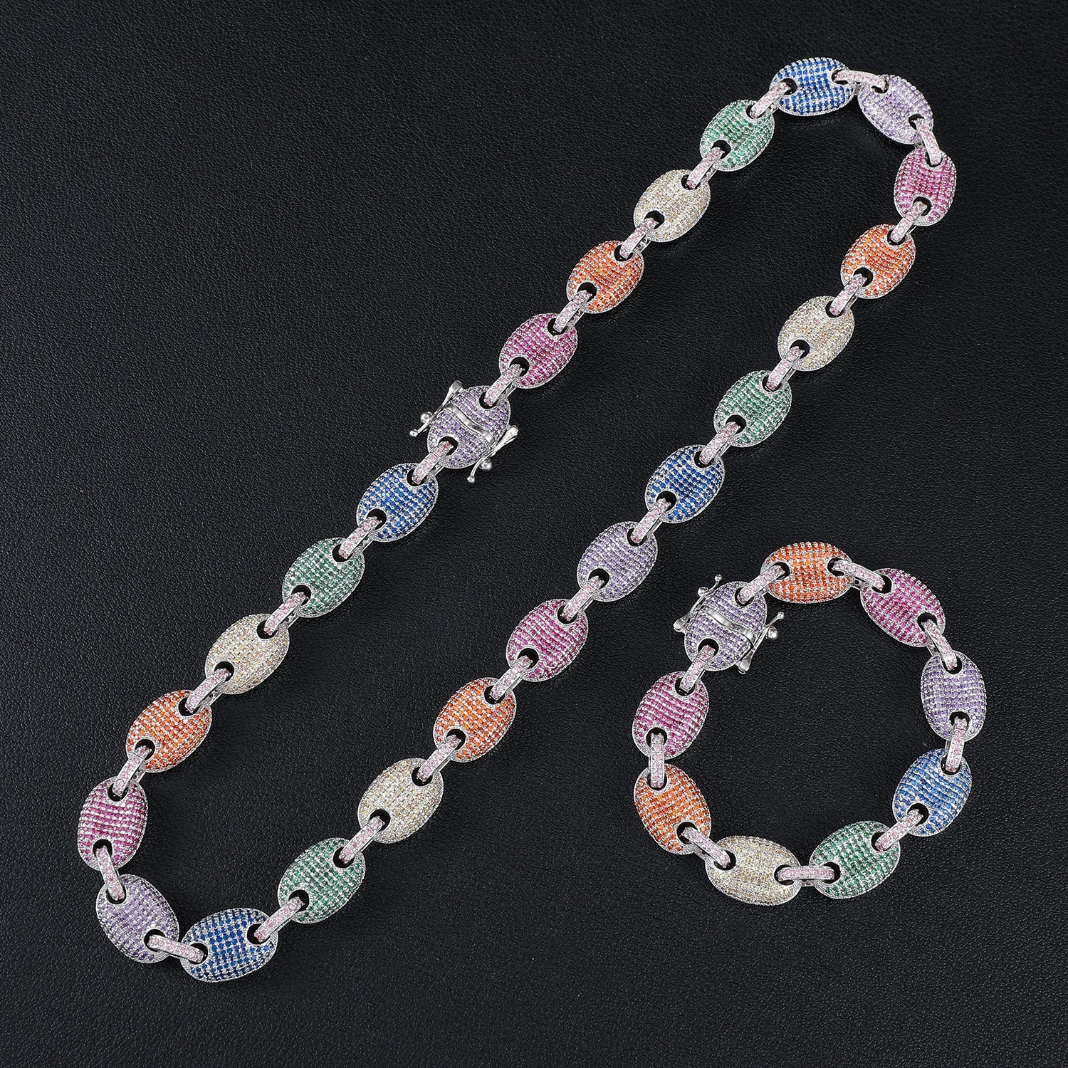 Multi-Color Coffee Bean Mariner Link Necklace - Exclusive Jewels