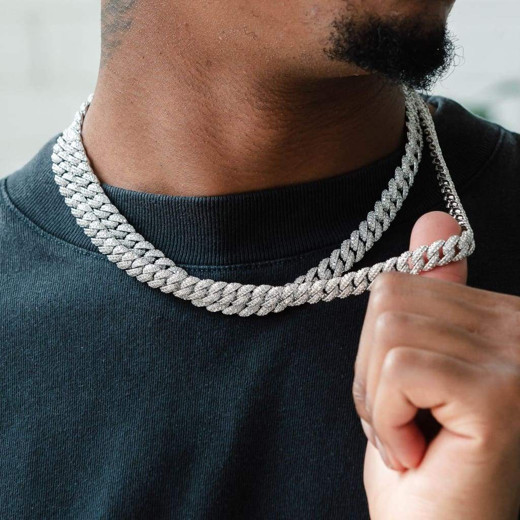 10mm Diamond Clustered  Cuban Necklace - Exclusive Jewels